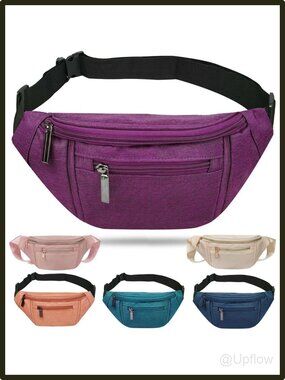 Crossbody Fanny Pack Waist Bag Purse Nylon Adjustable Strap 4 Pockets Travel